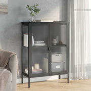 Komoda crna 75 x 35 x 105 cm od stakla i čelika