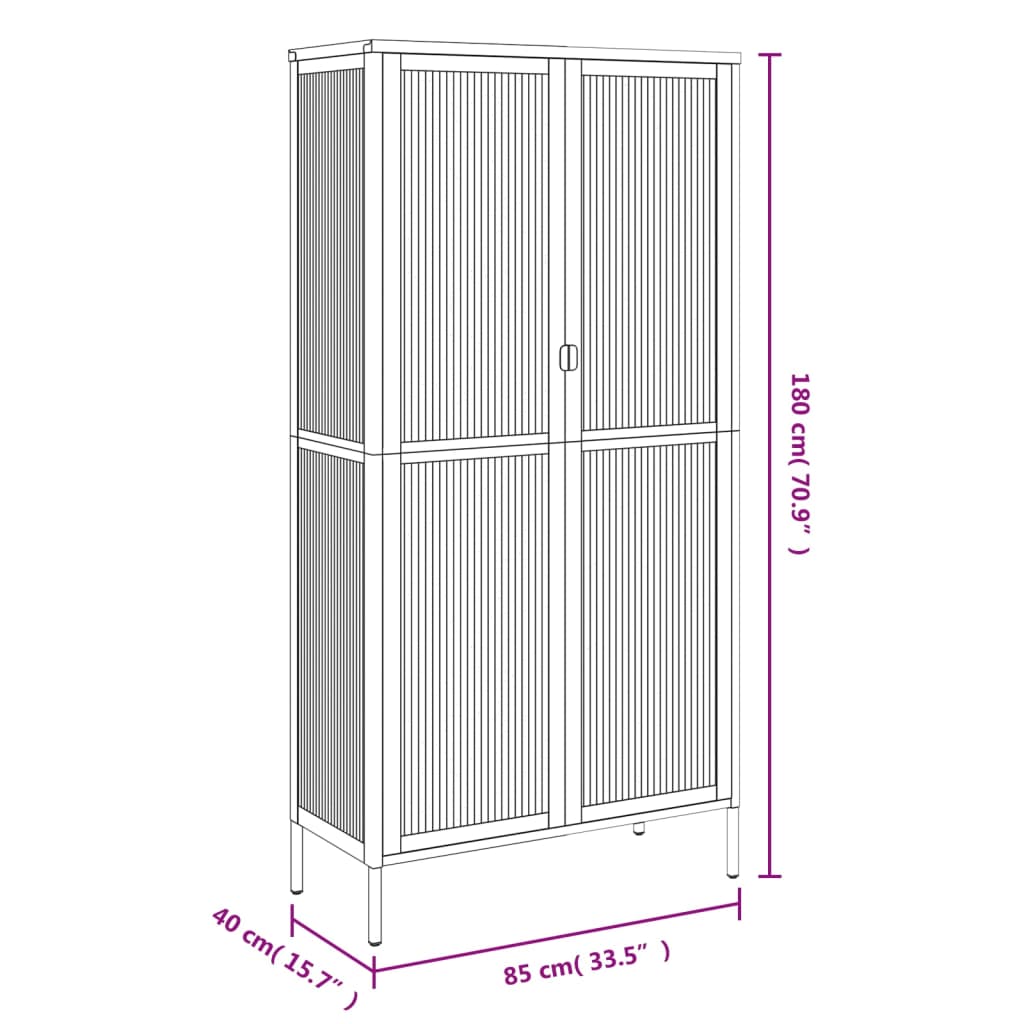 Visoka komoda crna 85 x 40 x 180 cm od stakla i čelika