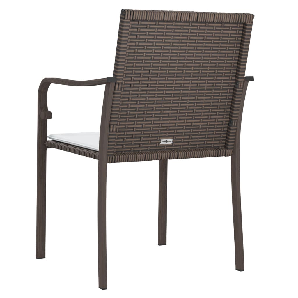 Vrtne stolice s jastucima 2 kom smeđe 56x59x84 cm od poliratana