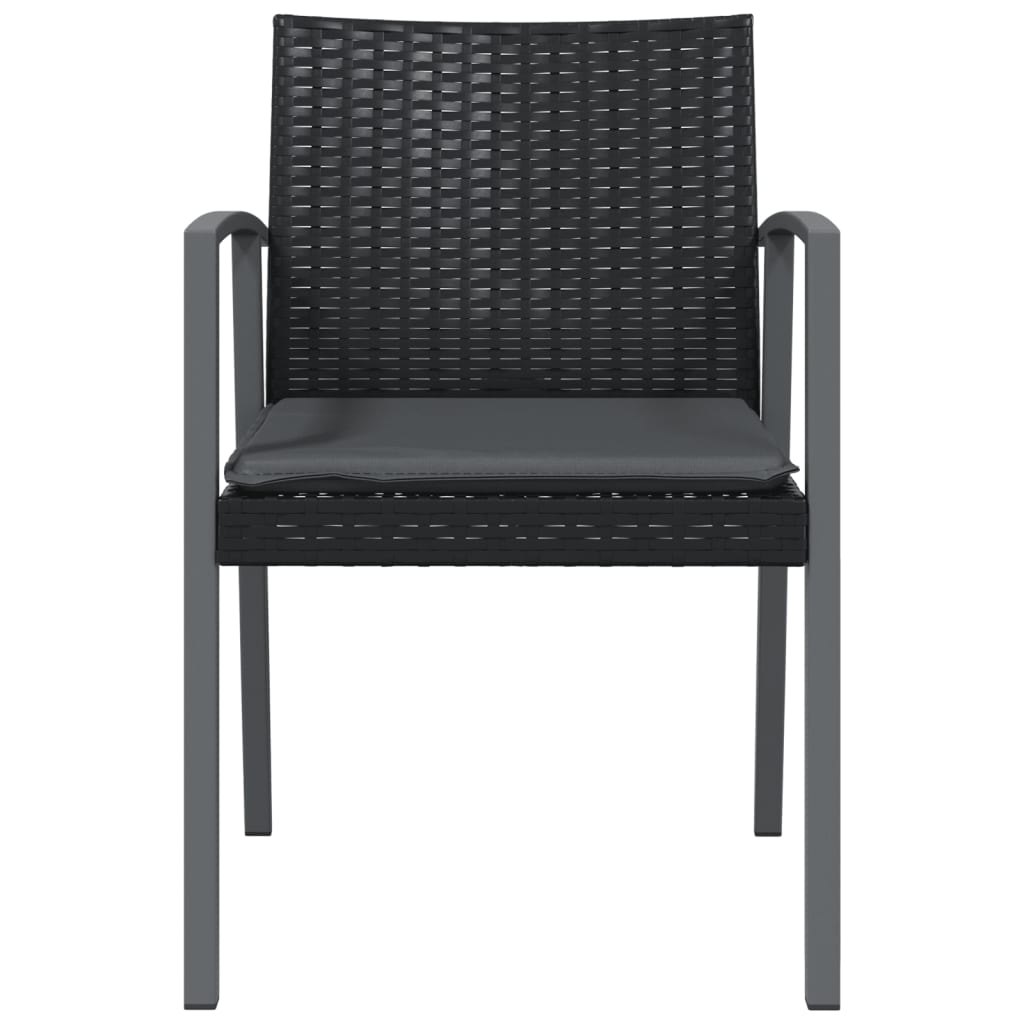 Vrtne stolice s jastucima 2 kom crne 56,5x57x83 cm poliratan