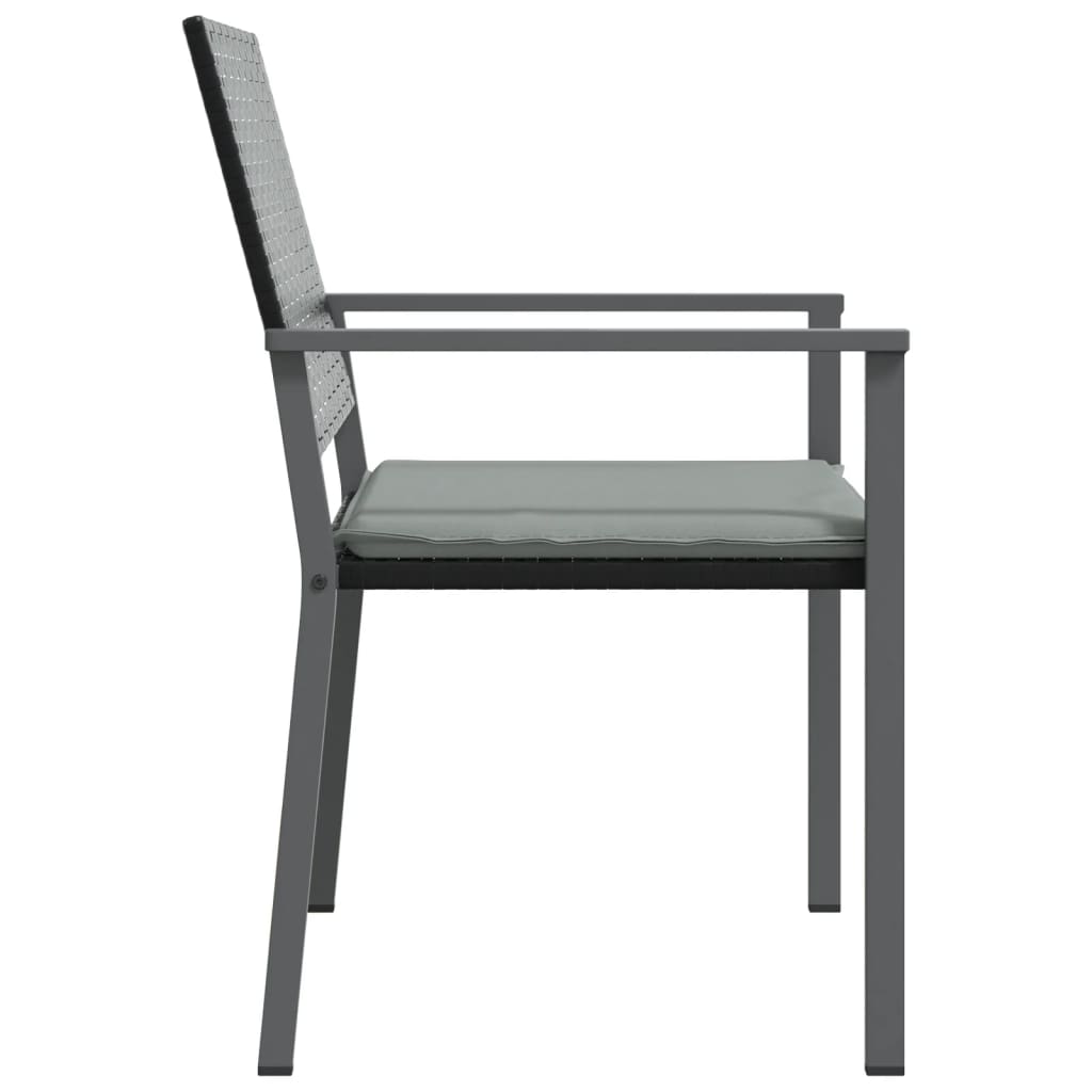 Vrtne stolice s jastucima 2 kom crne 54x62,5x89 cm poliratan