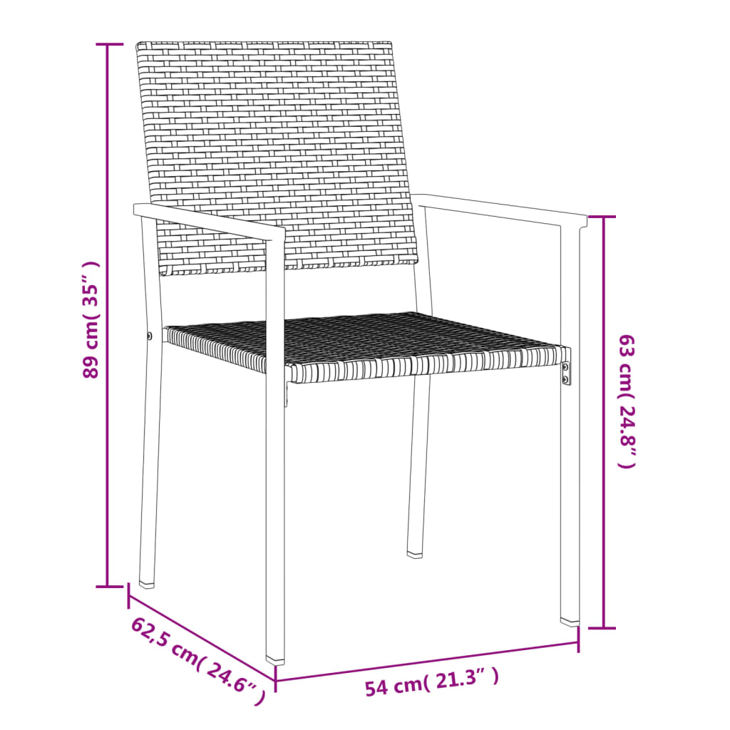 Vrtne stolice 2 kom crne 54 x 62,5 x 89 cm od poliratana