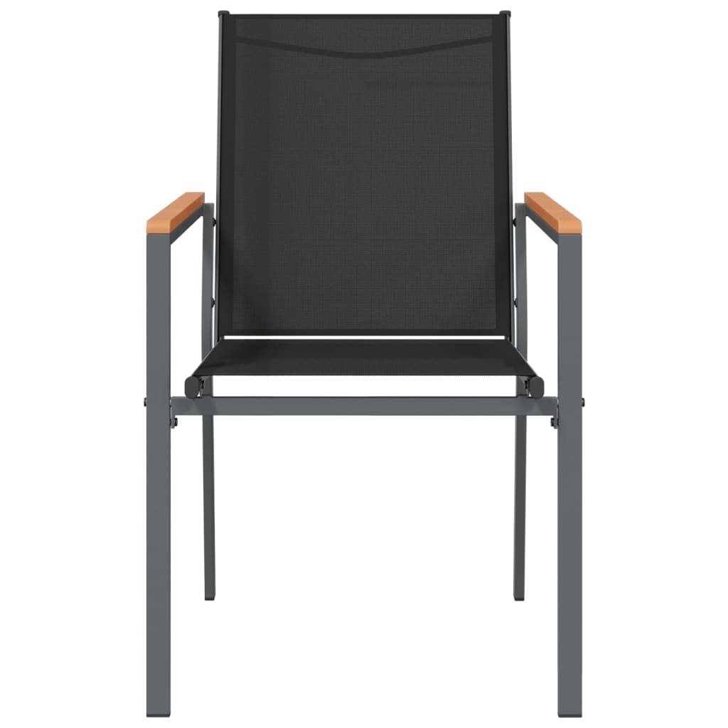 Vrtne stolice 2 kom crne 55 x 61,5 x 90 cm tekstilen i čelik