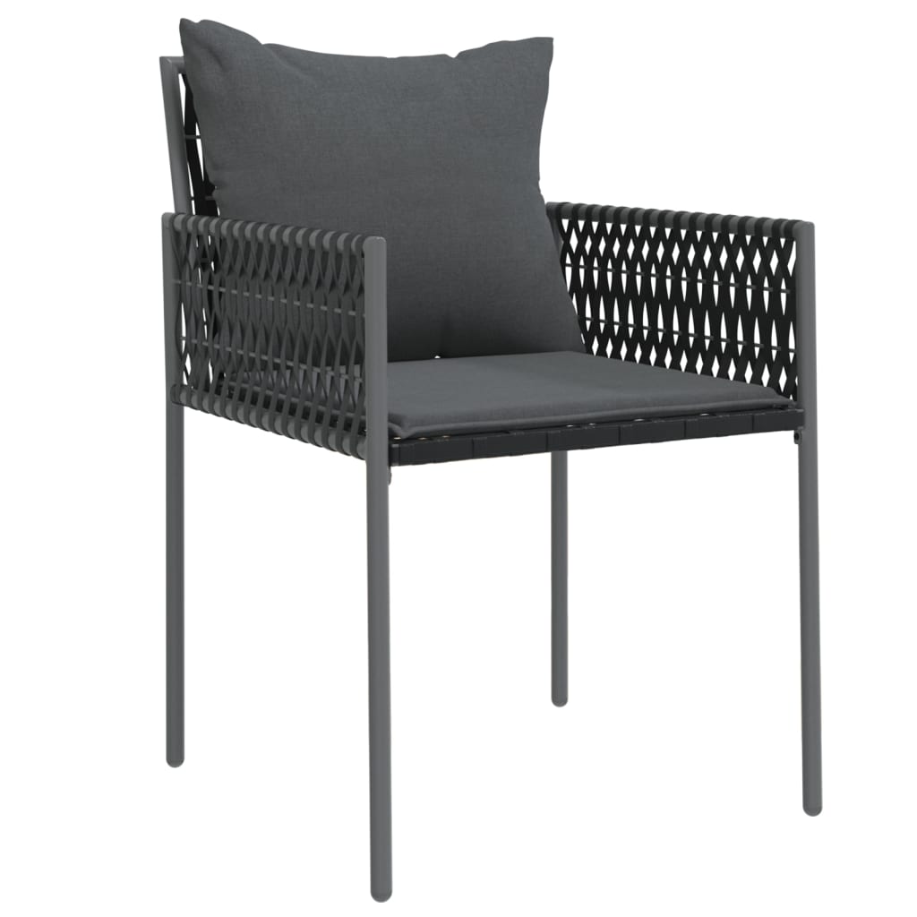 Vrtne stolice s jastucima 2 kom crne 54x61x83 cm od poliratana