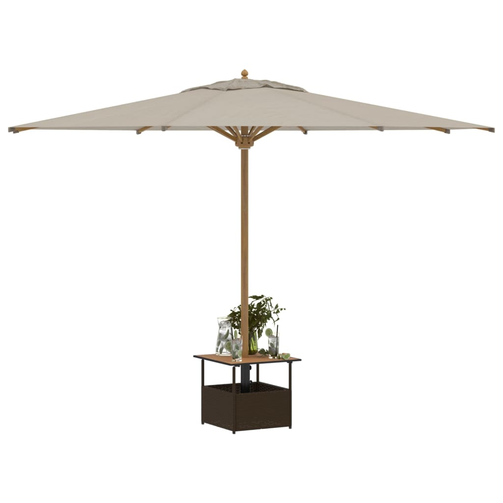 Vrtni stol s rupom za suncobran smeđi 55x55x46,5 cm poliratan