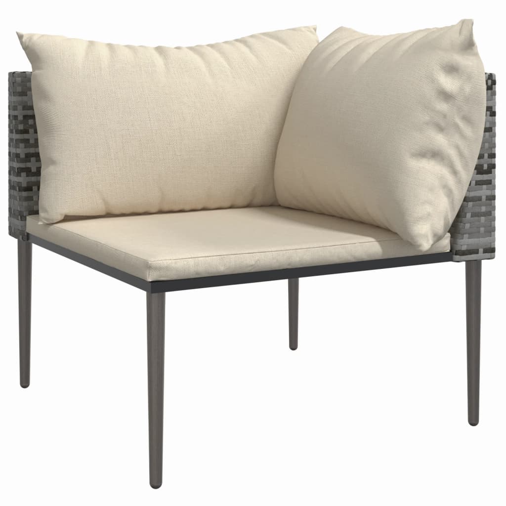Kutna vrtna sofa od poliratana s jastucima siva