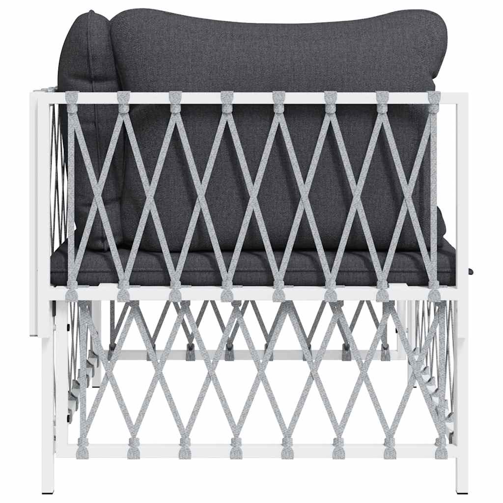 Kutna vrtna sofa od tkane tkanine s jastucima bijela