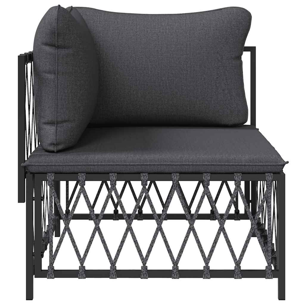 Kutna vrtna sofa od tkane tkanine s jastucima antracit