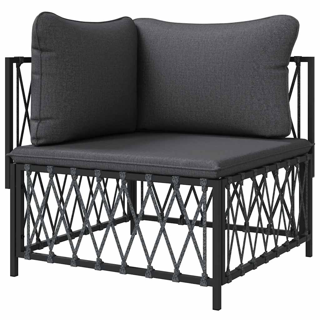 Kutna vrtna sofa od tkane tkanine s jastucima antracit