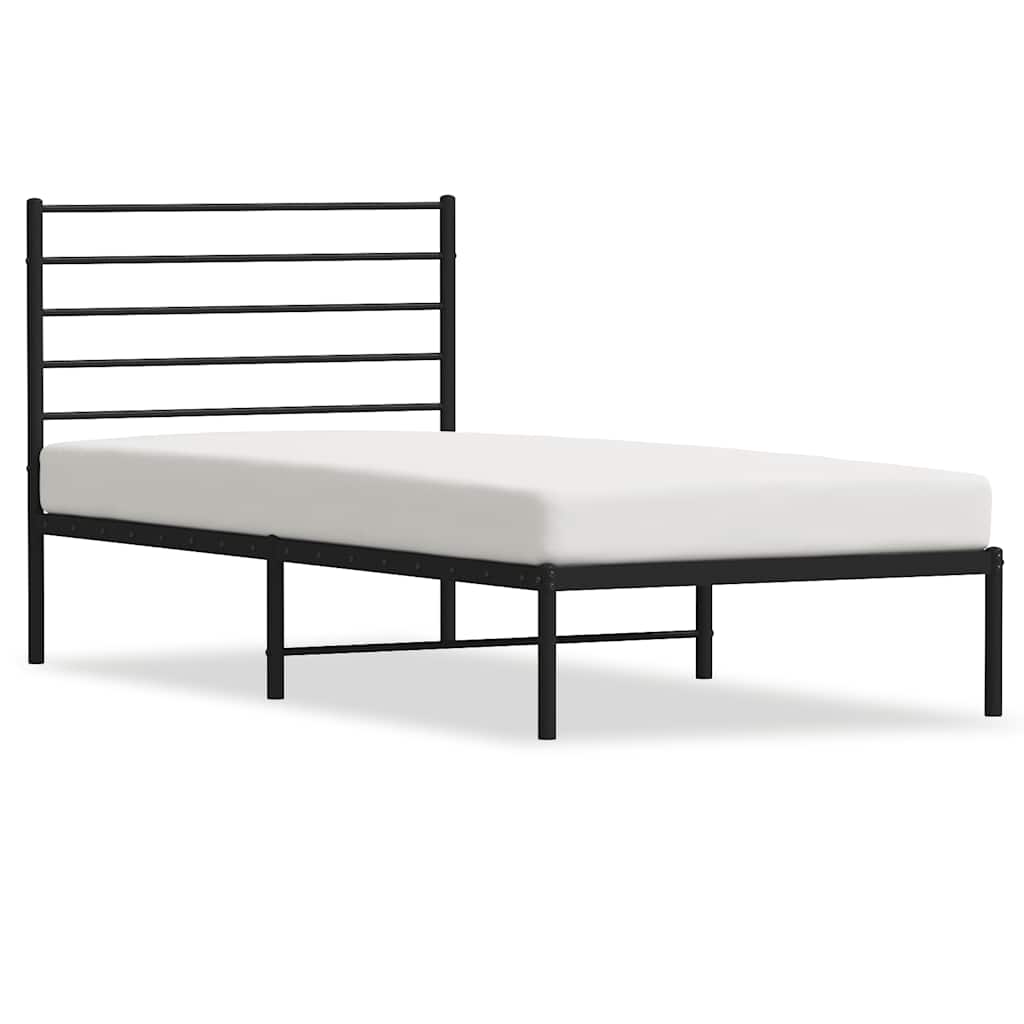 Metalni okvir za krevet s uzglavljem crni 80x200 cm