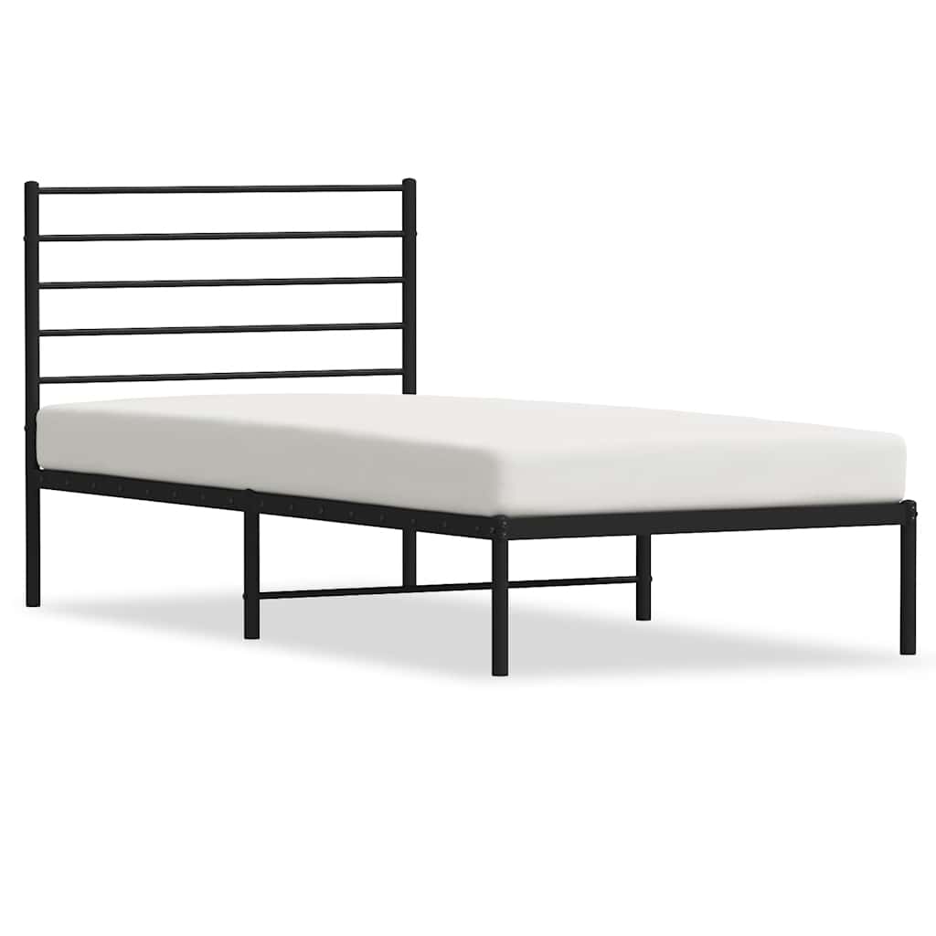 Metalni okvir za krevet s uzglavljem crni 90x190 cm