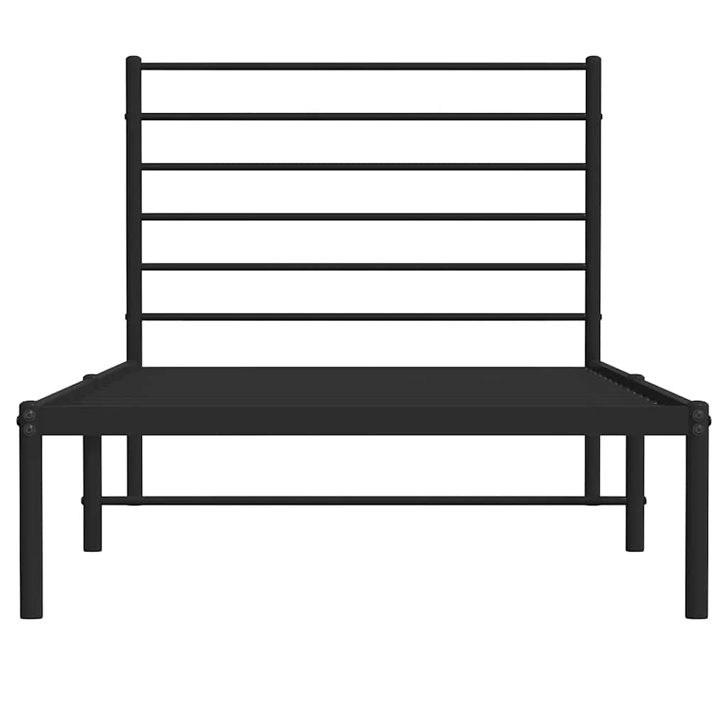 Metalni okvir za krevet s uzglavljem crni 90x190 cm