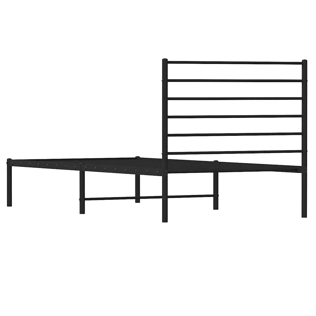 Metalni okvir za krevet s uzglavljem crni 90x190 cm