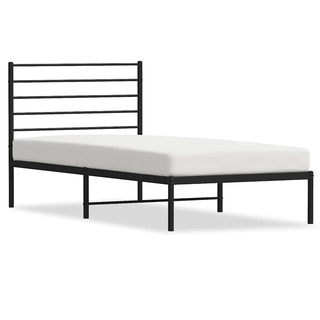 Metalni okvir za krevet s uzglavljem crni 100x190 cm