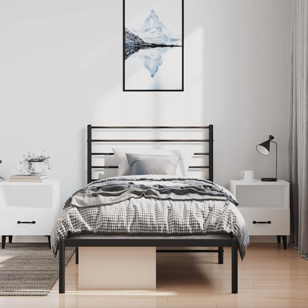 Metalni okvir za krevet s uzglavljem crni 100x190 cm