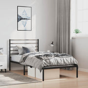 Metalni okvir za krevet s uzglavljem crni 100x190 cm