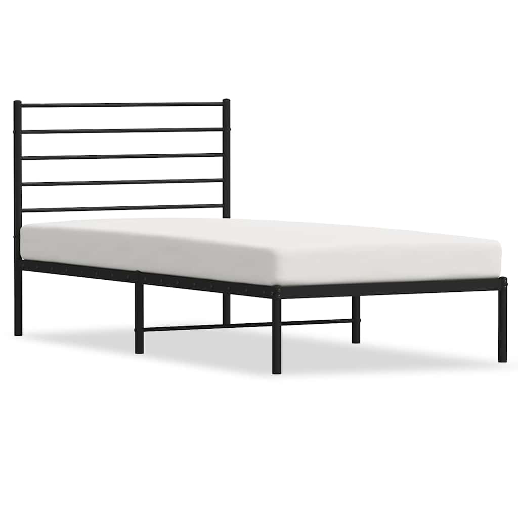 Metalni okvir za krevet s uzglavljem crni 100x200 cm