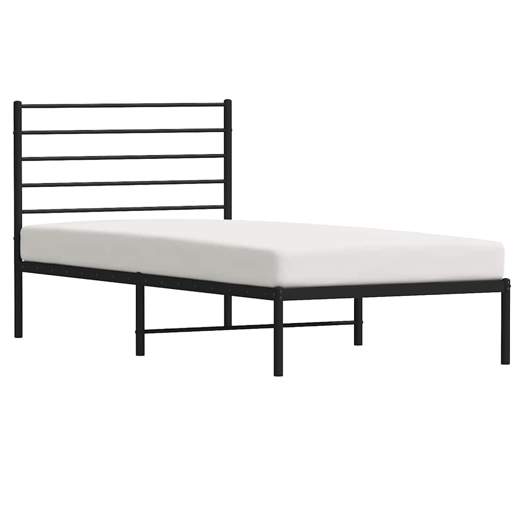 Metalni okvir za krevet s uzglavljem crni 107x203 cm