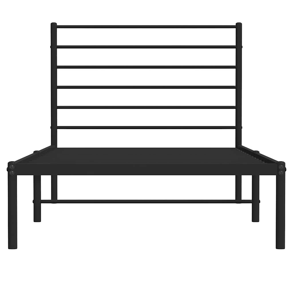 Metalni okvir za krevet s uzglavljem crni 107x203 cm