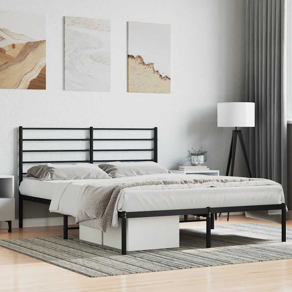 Metalni okvir za krevet s uzglavljem crni 120x190 cm