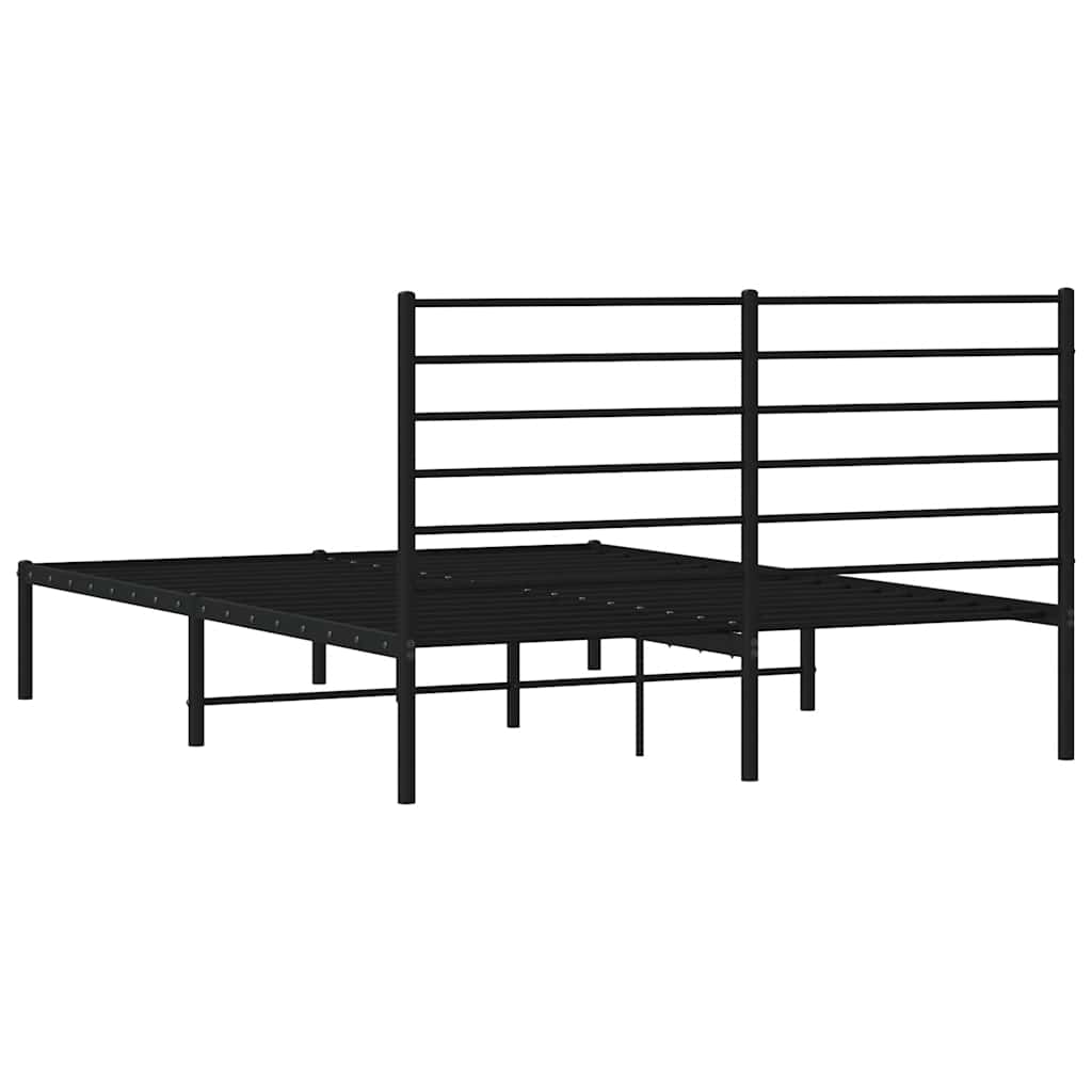 Metalni okvir za krevet s uzglavljem crni 120x190 cm