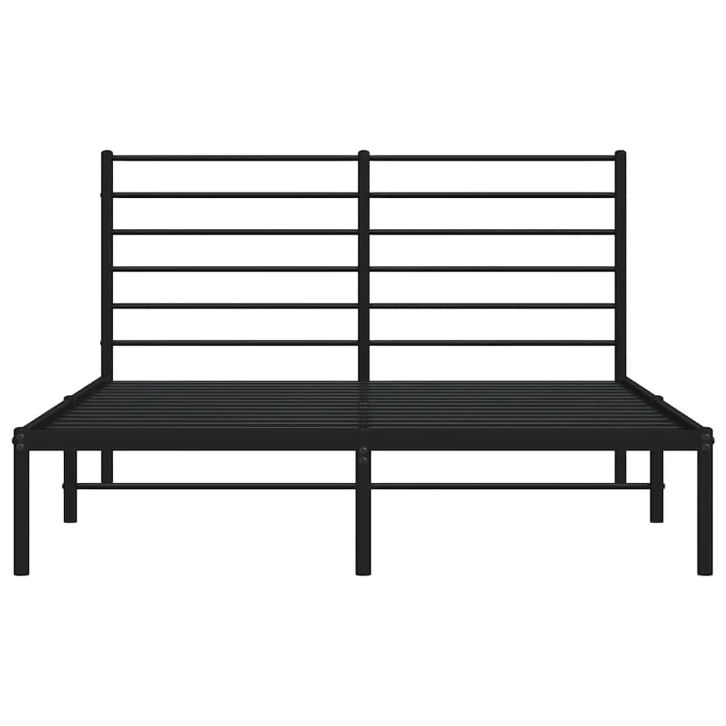 Metalni okvir za krevet s uzglavljem crni 120x200 cm
