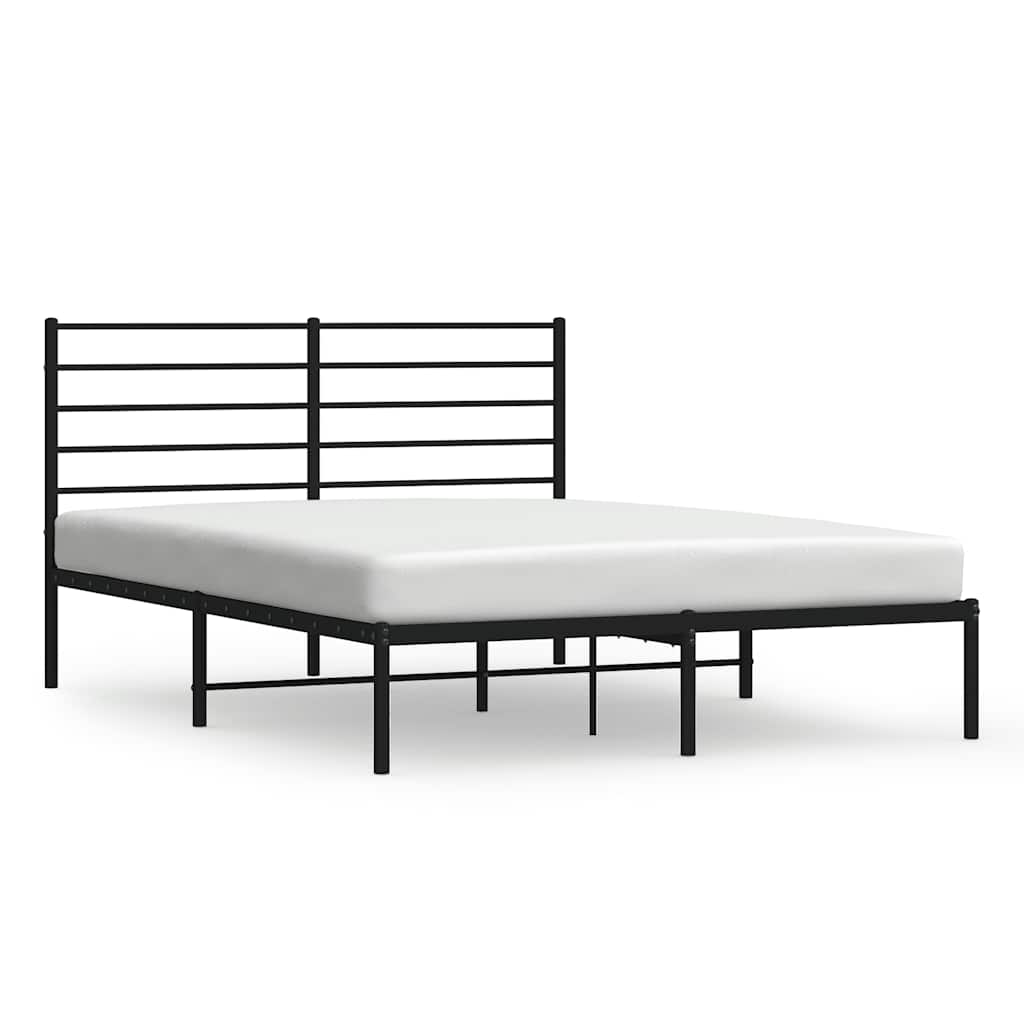 Metalni okvir za krevet s uzglavljem crni 135x190 cm