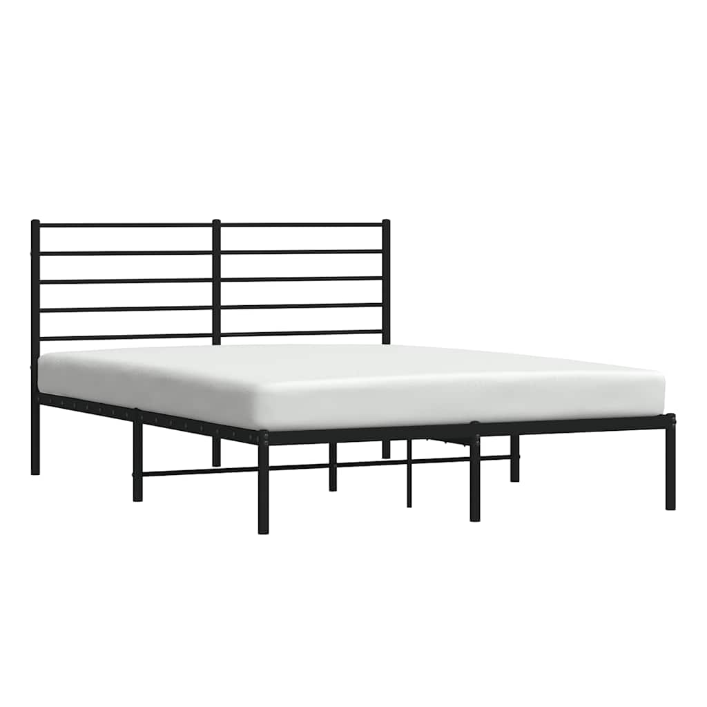 Metalni okvir za krevet s uzglavljem crni 135x190 cm