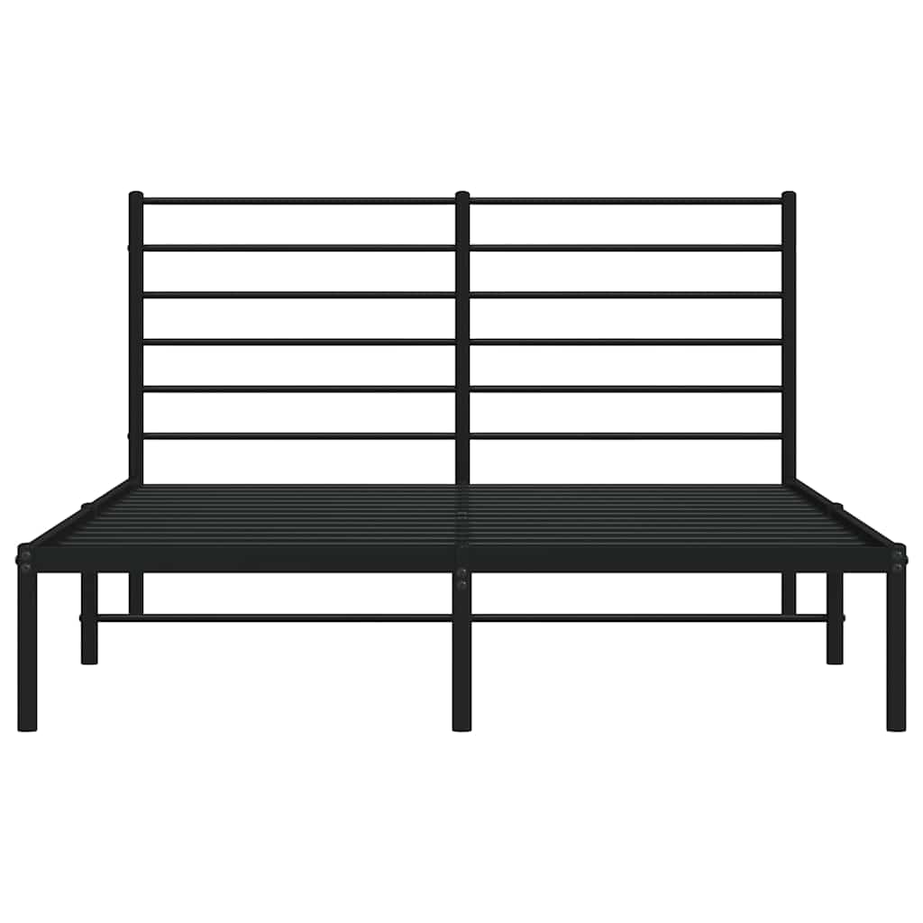 Metalni okvir za krevet s uzglavljem crni 140x190 cm