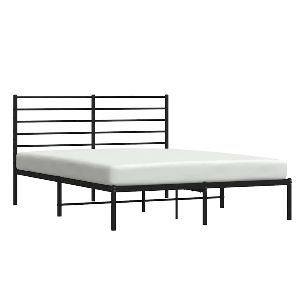 Metalni okvir za krevet s uzglavljem crni 160x200 cm