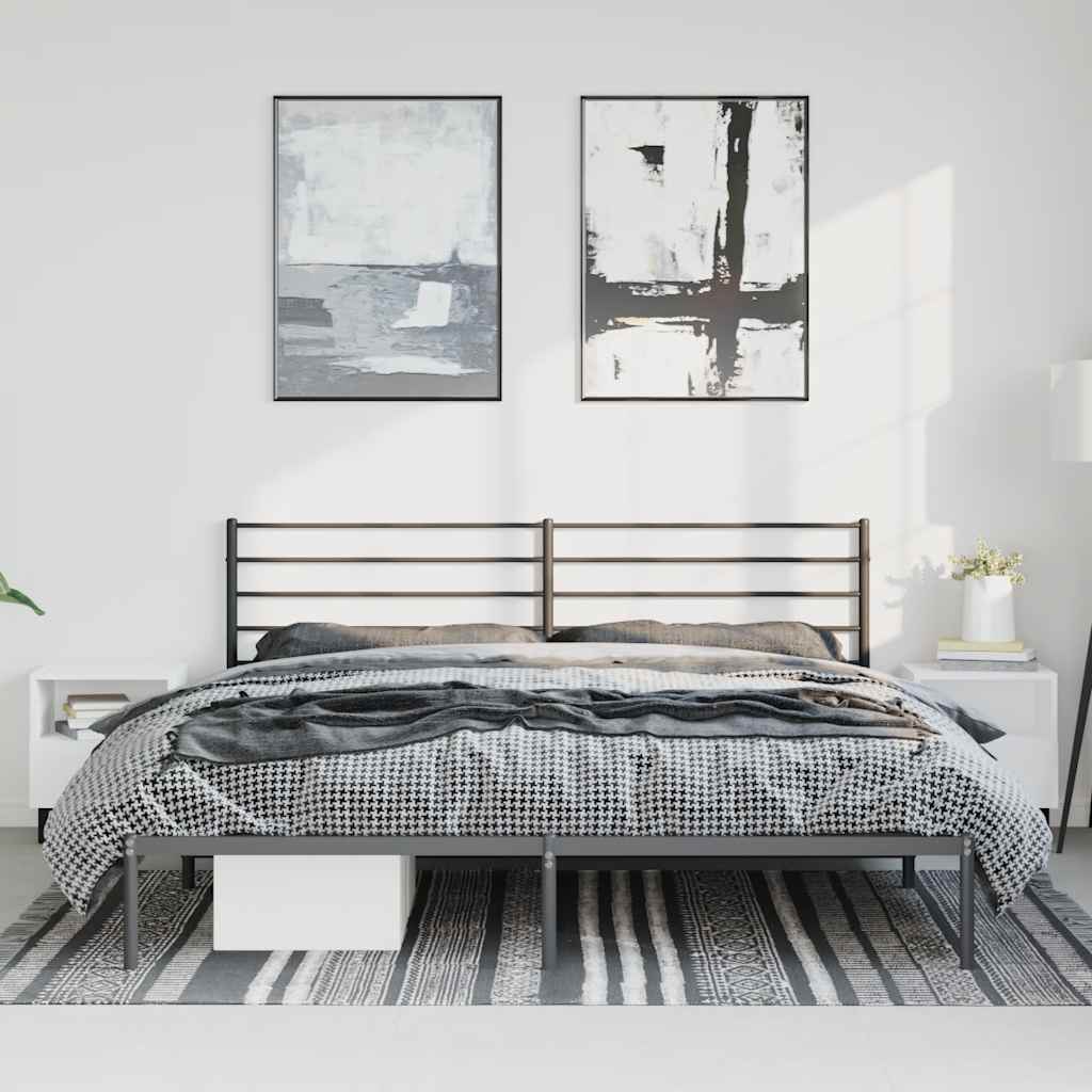 Metalni okvir za krevet s uzglavljem crni 183x213 cm
