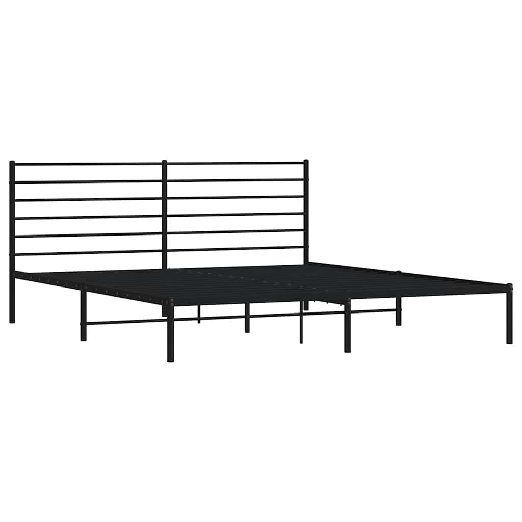 Metalni okvir za krevet s uzglavljem crni 193x203 cm