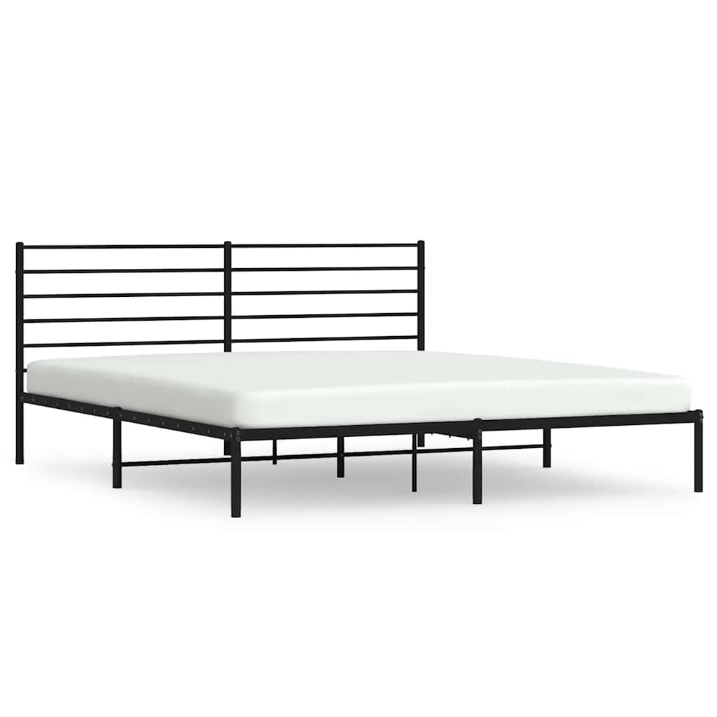 Metalni okvir za krevet s uzglavljem crni 200x200 cm