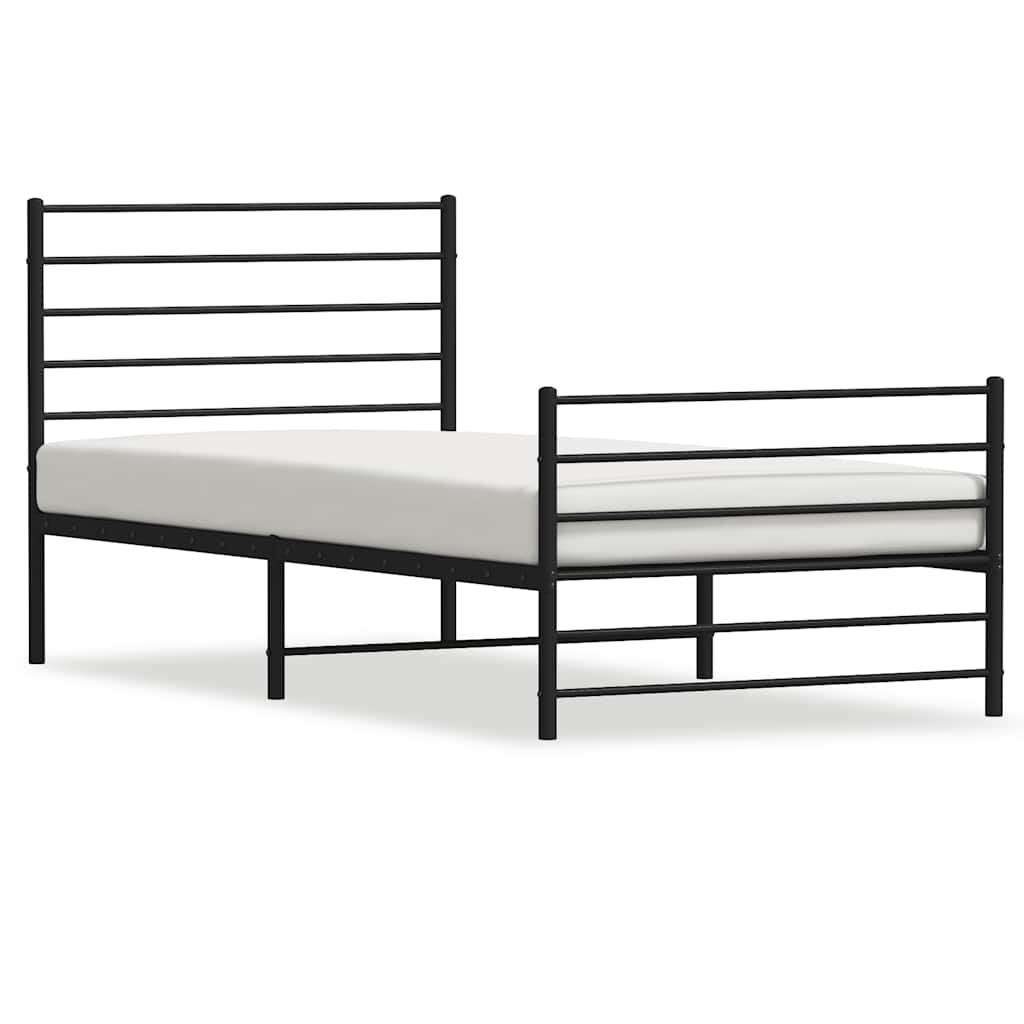 Metalni okvir kreveta uzglavlje i podnožje crni 90 x 200 cm