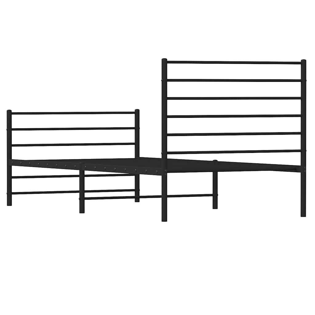 Metalni okvir kreveta uzglavlje i podnožje crni 100x190 cm