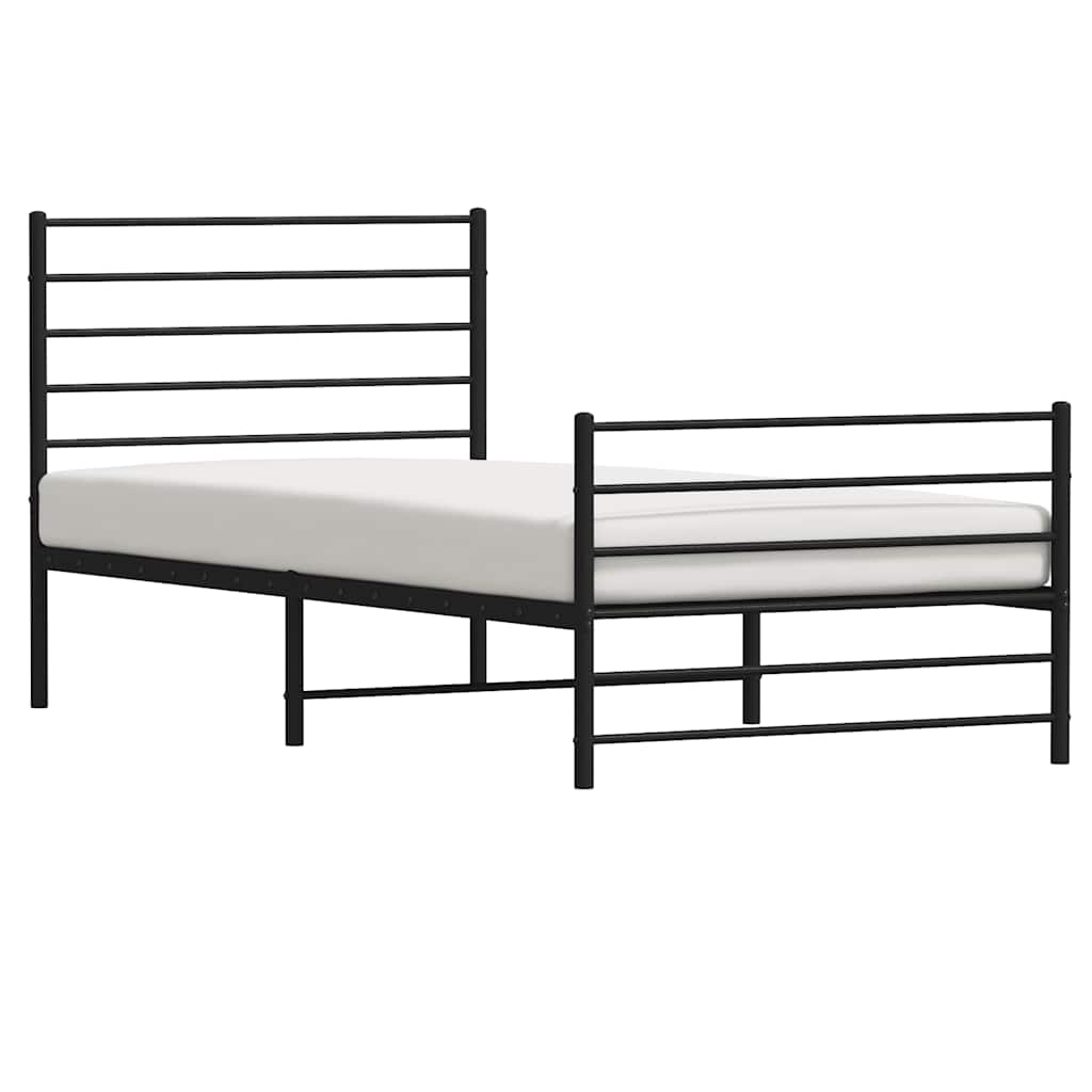 Metalni okvir kreveta uzglavlje i podnožje crni 100x200 cm