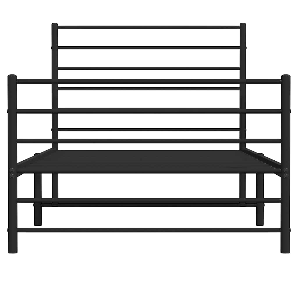 Metalni okvir kreveta uzglavlje i podnožje crni 100x200 cm
