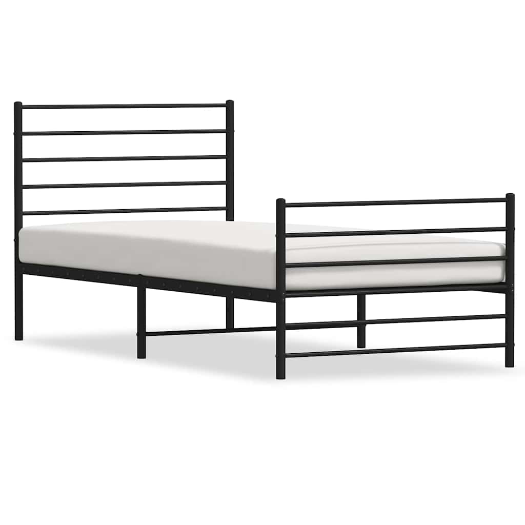 Metalni okvir kreveta uzglavlje i podnožje crni 107x203 cm
