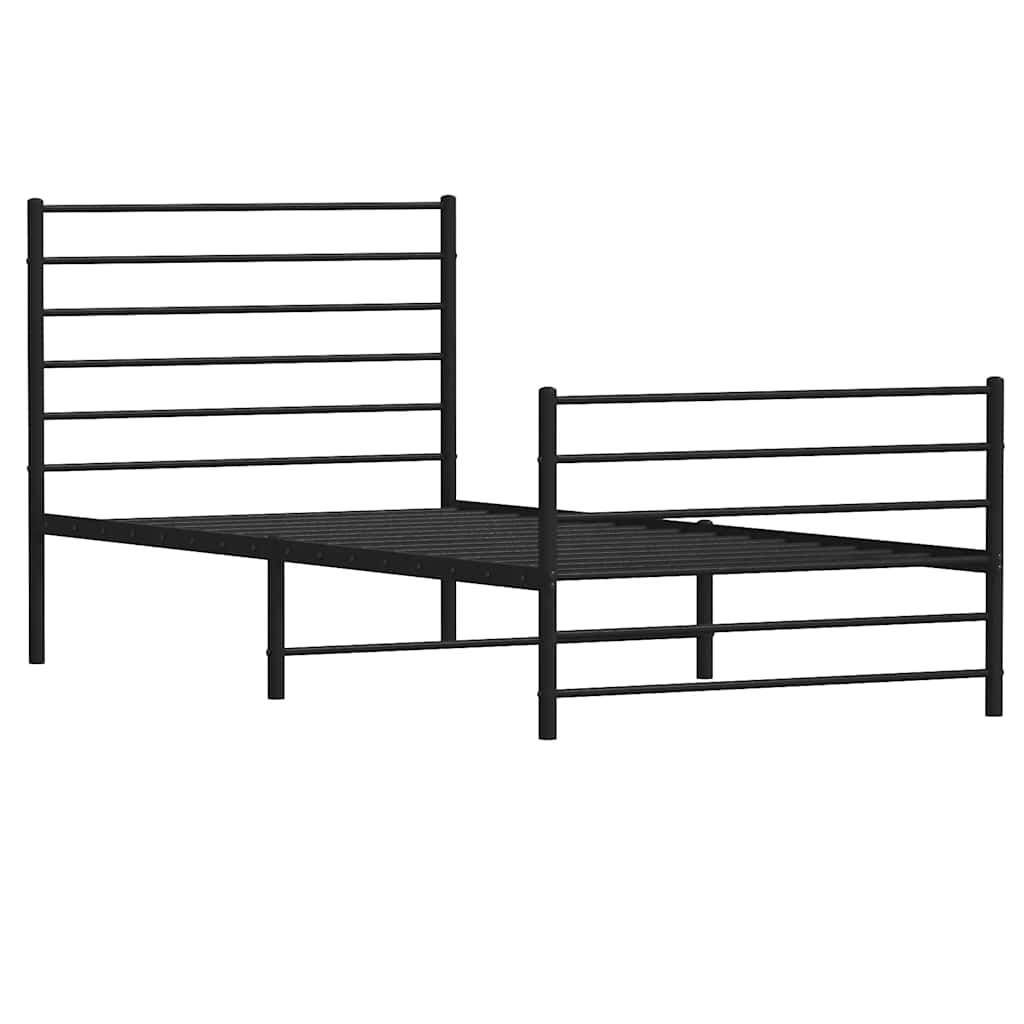 Metalni okvir kreveta uzglavlje i podnožje crni 107x203 cm