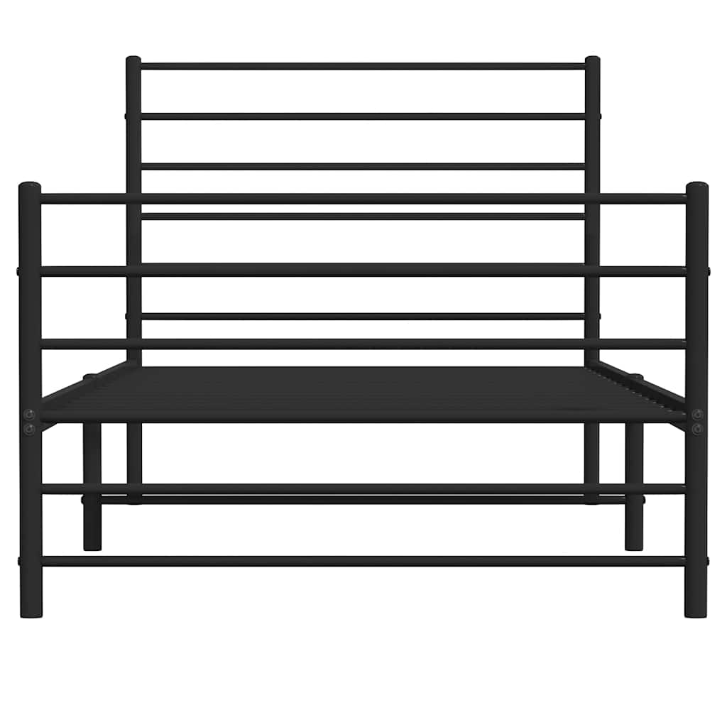 Metalni okvir kreveta uzglavlje i podnožje crni 107x203 cm