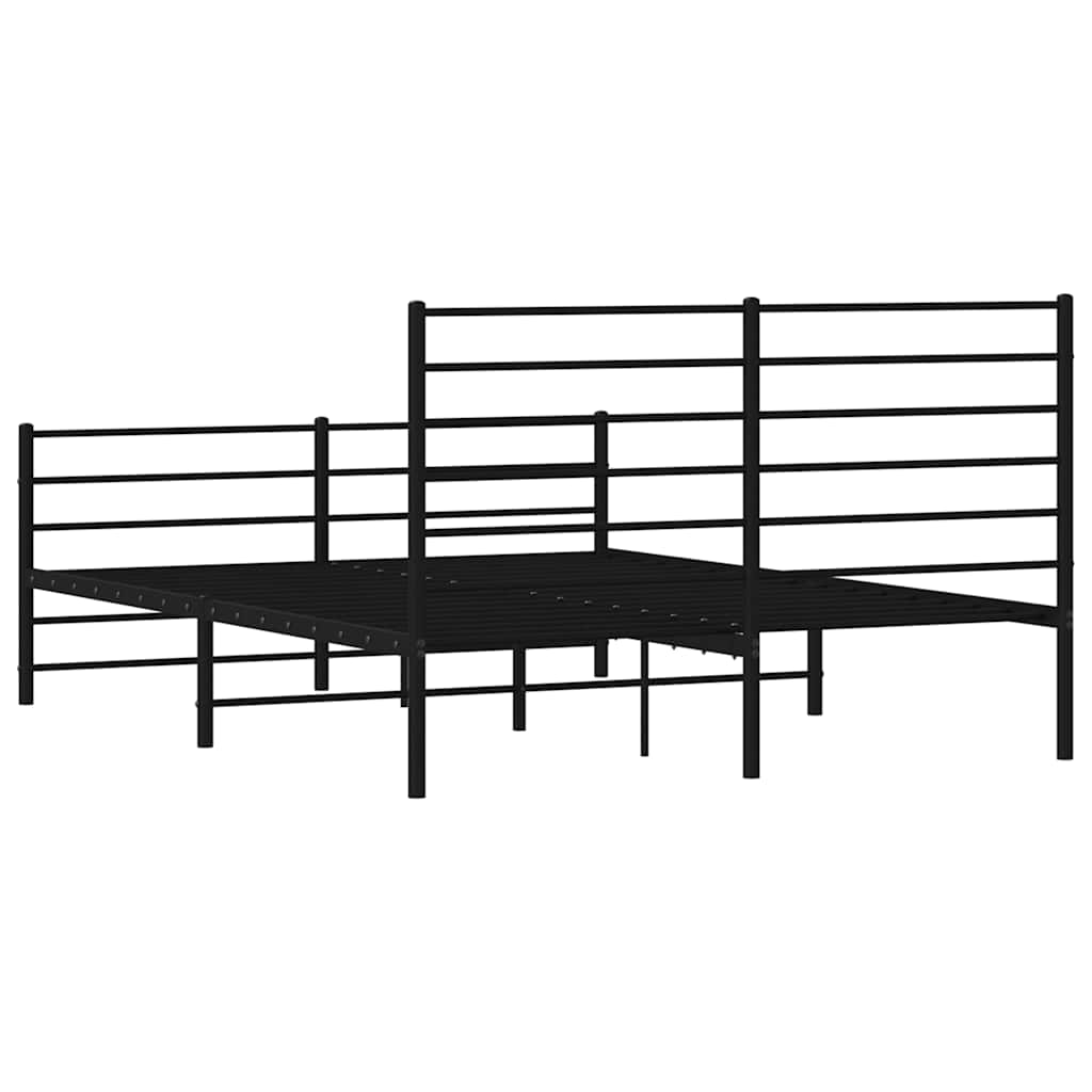 Metalni okvir kreveta uzglavlje i podnožje crni 120x200 cm