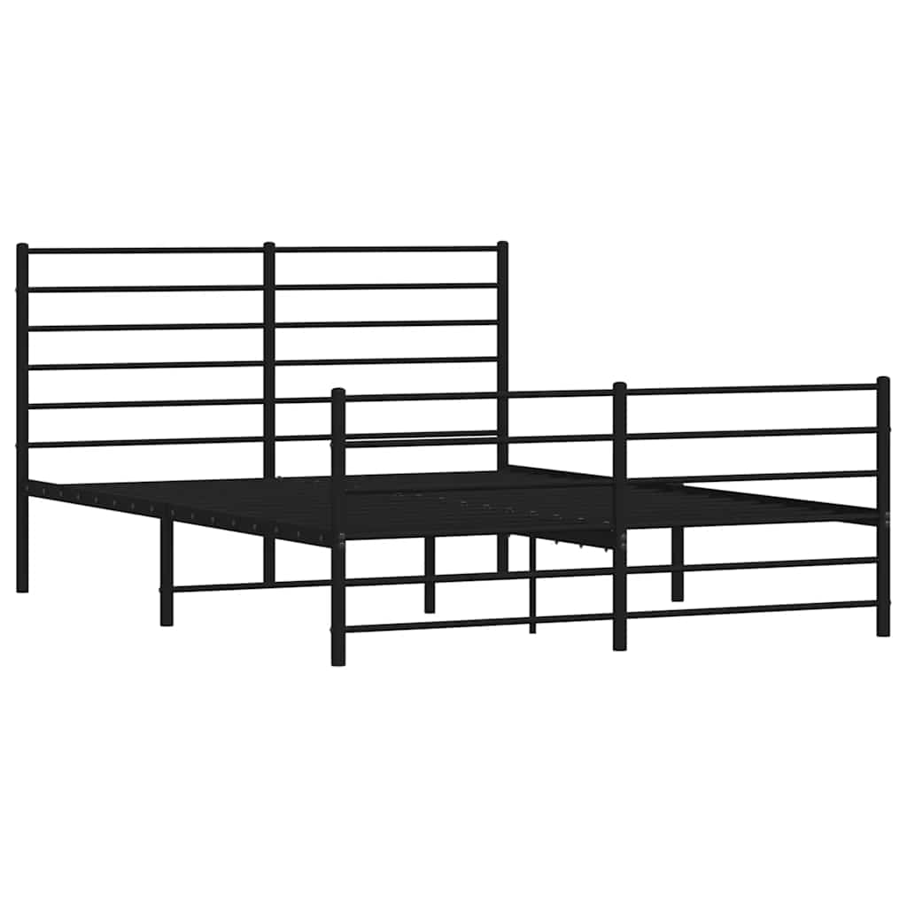 Metalni okvir kreveta uzglavlje i podnožje crni 135x190 cm