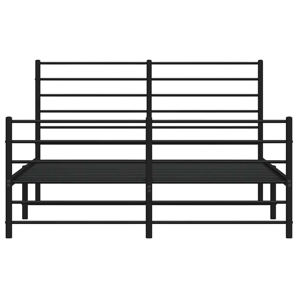 Metalni okvir kreveta uzglavlje i podnožje crni 135x190 cm