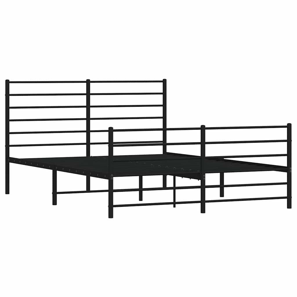 Metalni okvir kreveta uzglavlje i podnožje crni 140x200 cm