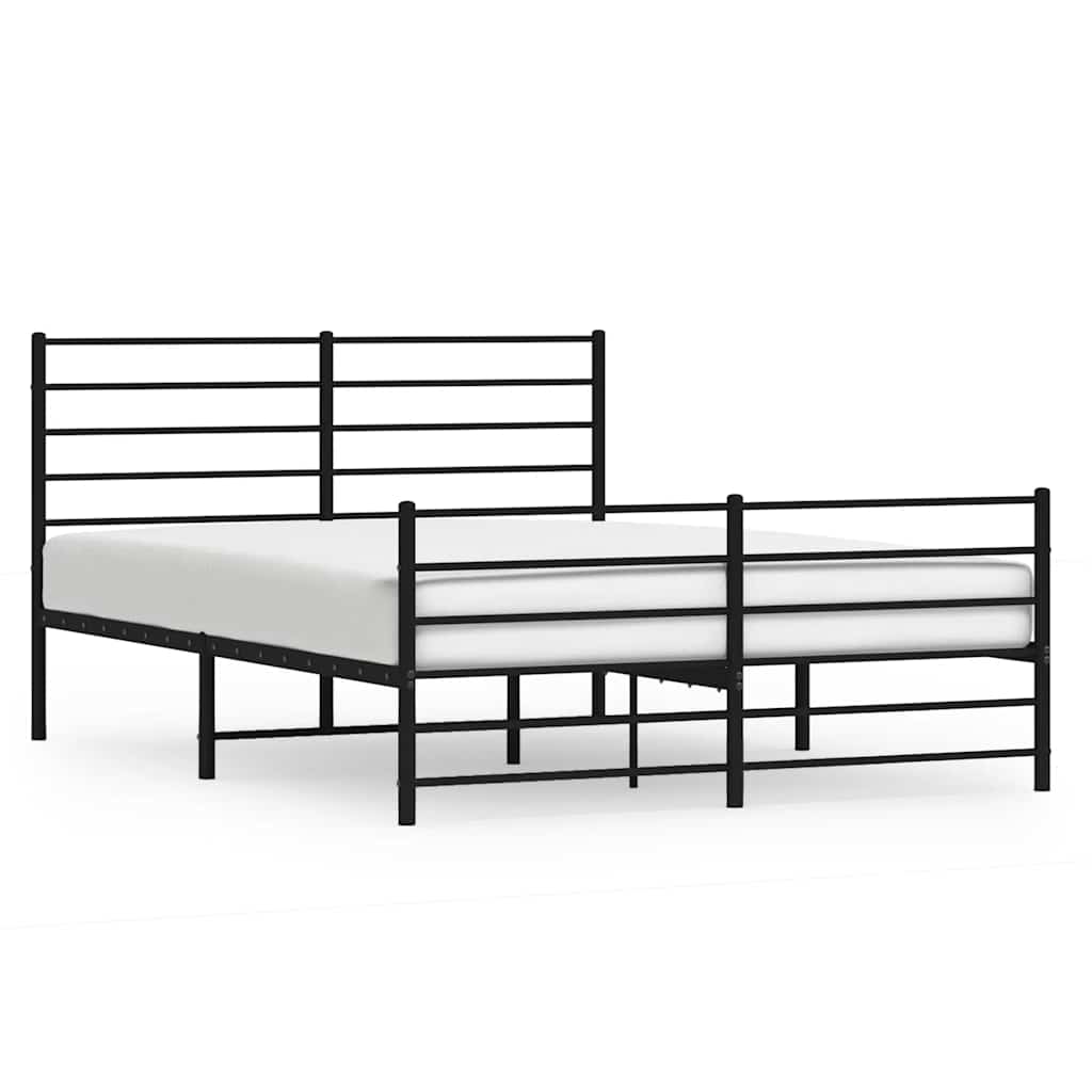 Metalni okvir kreveta uzglavlje i podnožje crni 150x200 cm