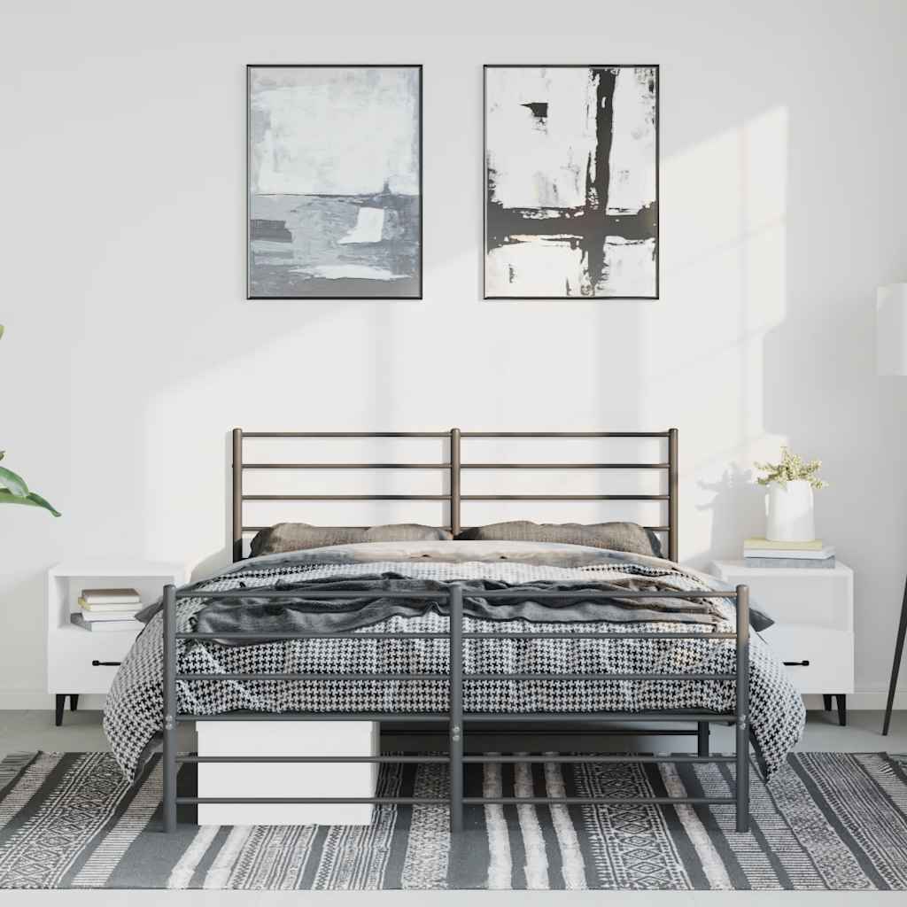 Metalni okvir kreveta uzglavlje i podnožje crni 150x200 cm