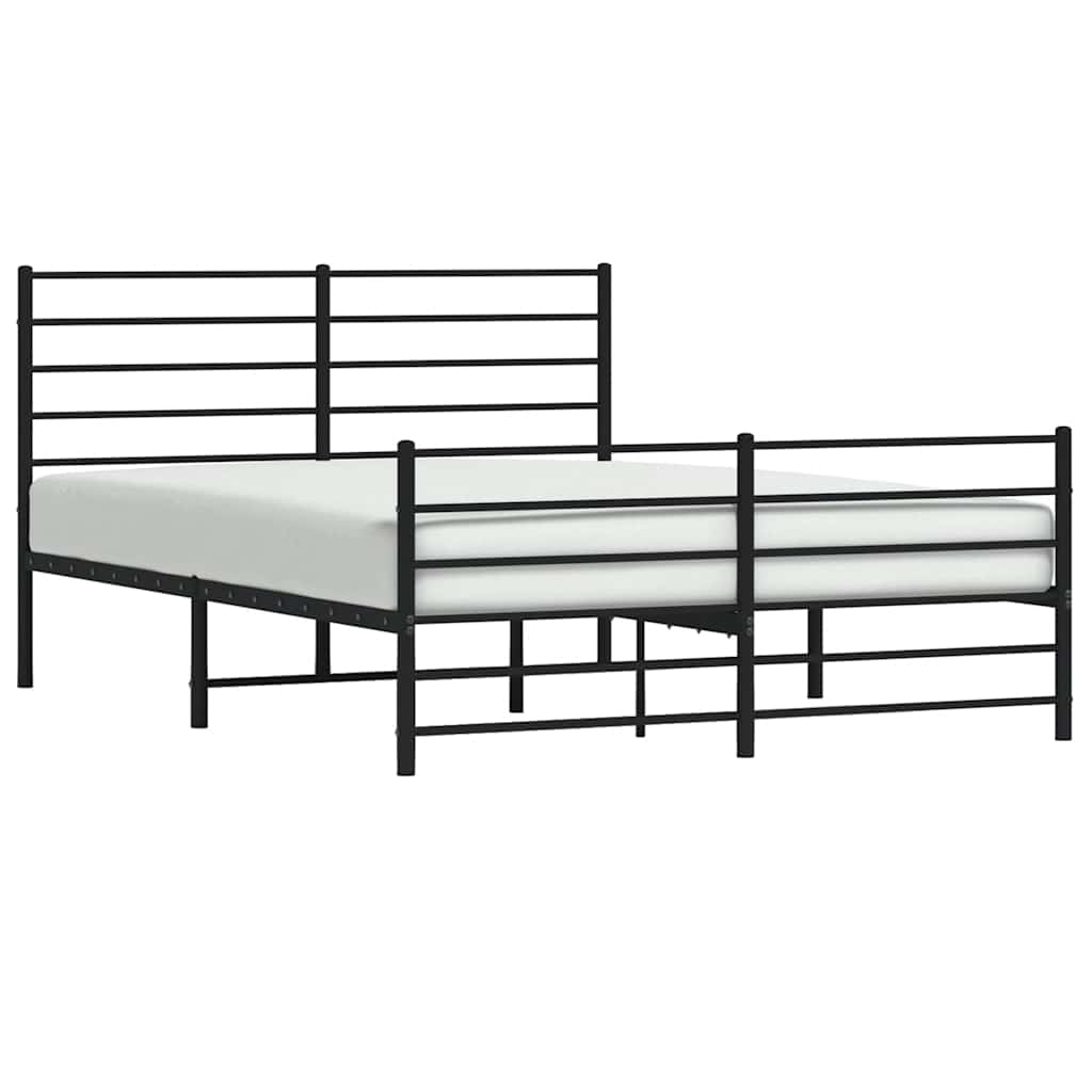 Metalni okvir kreveta uzglavlje i podnožje crni 150x200 cm