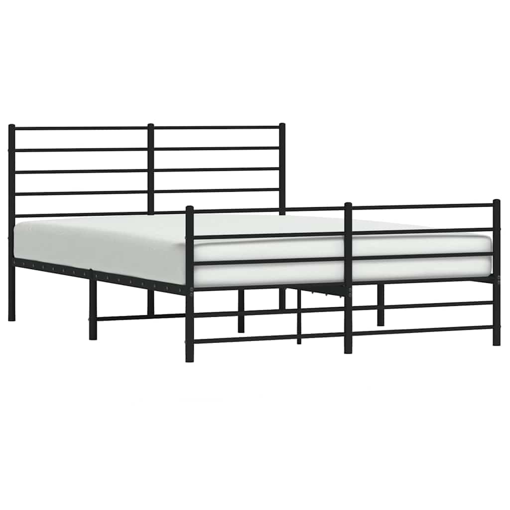 Metalni okvir kreveta uzglavlje i podnožje crni 160x200 cm