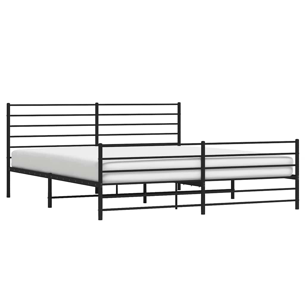 Metalni okvir kreveta uzglavlje i podnožje crni 193x203 cm