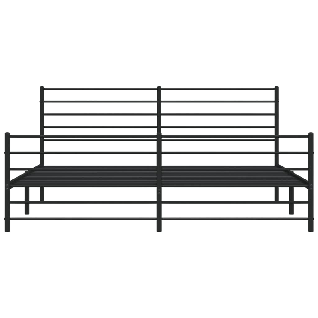 Metalni okvir kreveta uzglavlje i podnožje crni 200x200 cm